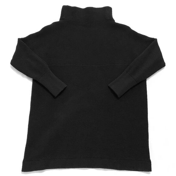 Free People Womens Ottoman Slouchy Tunic Sweater Medium Mock Neck Black Ribbed - Picture 14 of 16